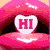 Pixelated icon shows pink lips with a heart-shaped 'HI' sign, a white cat with pink ears, and a blue bird-like character with a girl.