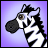 Pixelated zebra head on purple background with text 'SEE ME IN ZOO' in bold black and white lettering.