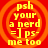 Four identical circular icons with red backgrounds and orange concentric rings display yellow text reading 'psh your a nerd =] ps- me too' in pixelated font.