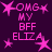 Pixelated pink text and star shapes on a dark purple background, arranged in repeating patterns with no visible motion.