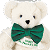 A pixelated teddy bear icon with a green bow tie and partial text on its chest, next to green "Original Icons .com" text on a dark background.