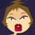 Pixelated cartoon-style icon of a character with short brown hair, light skin tone, and an open mouth expression against dark background.