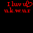 Red pixelated text on black background with 'I luv u' and 'uk.w.ur' lines, one version featuring a heart symbol replacing the 'u' in 'luv'.
