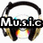 Six identical headphone icons arranged in a , each with overlaid text reading Music Is What Feelings Sound Like!!! against a white background