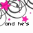 Pixelated pink stars and gray swirls on white background with black text reading 'and he's still so delirious' in four