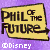 A contact sheet of a 5-frame animated icon featuring the 'Phil of the Future' logo and two character portraits against a purple background with pixelated texture.