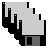 Black and white pixelated icon depicting a stepped structure with four vertical elements and a rectangular base.