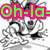 Pixelated anime-style character with dynamic pose, multiple text overlays in bright colors across the image.