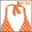 Animated contact sheet of a bikini-wearing character with orange polka dots and an animated bow, displayed across five frames in a 3x2 grid layout.