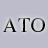 Static image of three stylized capital letters A, T, O in black and white on a light gray background.