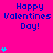 Bright pink background with blue pixelated text reading "Happy Valentines Day!" and scattered light blue heart symbols.