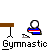 Pixelated icon shows a gymnast in blue-red-white uniform performing on a brown balance beam with 'Gymnastic' text below.