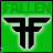 Green square icon with 'FALLEN' text above a black stylized 'FF' symbol, showing pixelated variations in text and symbol brightness across frames.