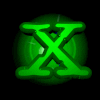 Green 3D 'X' icon rotates on a green circular background with white radial lines, displaying multiple angles of the symbol.