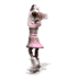 Animated sequence of a figure skater in pink skirt performing spins and arm movements against white background.