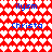 A static pixel art image with a red heart-patterned background and blue text reading 'ilysm' and 'Christa' in two