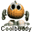 A 3x3 contact sheet of eight animated frames showing a pixelated orange pumpkin character with gray limbs and eyes, each frame labeled "Coolbuddy" below the icon.