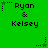 Green background with repeated text "Ryan & Kelsey" and star symbols in various positions