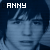 Pixelated blue-toned image of a person with dark hair, showing slight variations in facial expression across six