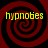 Four identical red and black spiral patterns arranged in a with yellow text reading 'hypnobs' over each spiral