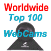Six display a black webcam icon with red 'Worldwide' text, blue 'Top 100' text, and blue 'WebCams' text in varying positions and orientations