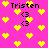 Pixelated icon with pink background, yellow hearts, and black text reading "Tristen" and "<3" in four quadrants.