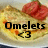 Omelet dish with tomato slices and text overlay on a plate.