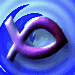 A 3-frame animated contact sheet showing a purple and white fish-shaped icon with blue ripple background, each frame displaying slight rotation of the fish symbol.