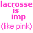A static image of pink text on a white background displaying variations of 'lacrosse is imp' and '(like pink)' in three