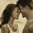 A pixelated image of a couple embracing, with the text "Hollister" in teal above and two green seagull logos below on white backgrounds.
