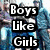 Six- of text and imagery: top-left shows 'Boys Like Girls' over blue-toned figures, top-middle displays 'SCOTTY VANITY' on grayscale background, top-right features 'FRED!' with red-shirted person, bottom-left has 'Jason' inside green heart, bottom-middle presents 'Love You!' on pastel floral backdrop