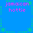 Pixelated blue background with green dashed borders and pink text reading "jamaican hottie" in four quadrants.