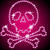 Pixelated pink skull with octopus-like tentacles on a dark magenta background, featuring white highlights on the skull's eye sockets and tentacles.