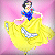 Static pixel art of a woman in a blue bodice and yellow skirt dancing against a pink background.