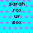 Pixelated text and star pattern on cyan background with gray rectangle in bottom-right corner.