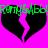 Two black broken hearts on a bright pink background with green text reading "Frosty & Abby" above them.
