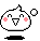Pixelated white blob character with pink cheeks and black outline, displaying four variations of facial expression and bubble position against gray background.
