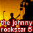 A static image shows silhouetted figures on a stage with warm yellow lighting, overlaid by red text reading 'the johnny rockstar 5' in pixelated font.
