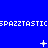 Blue background with repeated white text and animated white pixel symbols changing across frames.
