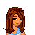 Pixelated cheerleader icon with brown hair, blue outfit, and animated leg movement showing a white shoe.