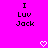 Pixelated text and heart symbols on a bright pink background with two identical static frames.
