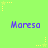 Green background with yellow star patterns and repeated purple text "Maresa" in a