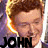 Two side-by-side animated frames of a person with light brown hair and closed eyes, each displaying the name "JOHN" in different styles against a purple background.