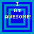 Four identical pixelated blue square icons with layered borders and white text reading 'I Am AWESOME!' arranged in a