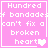 Four pink square with white text reading "Hundred of bandade can't fix a broken heart" and pixelated hearts, each showing different heart animation states