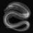 A grayscale spiral shape with varying shades of gray on a black background, forming a continuous looped pattern.