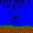 Pixel art scene with blue background showing stick figures on grassy terrain and water, featuring text overlays like "I BELIEVE I CAN FLY" and "THIS MIGHT HURT..."