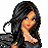 A 48x48 pixel animated buddy icon featuring a winged doll character in black attire with orange accents, accompanied by text reading "fly away with me" on a white background.