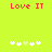 Red text 'Love IT' on bright green background with white and light green pixelated shapes below.