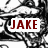 Black-and-white pixelated background with red text overlays reading "JAKE HOLMAN #84 IS A BEAST ♡ U ERIN" in white rectangular boxes.